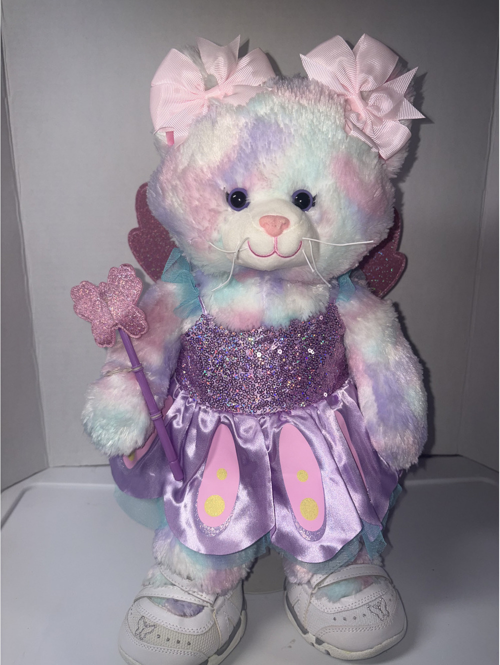 Build A Bear Workshop Plush Pastel Tie-Dye Kitty Cat Pink Purple Butterfly Fairy